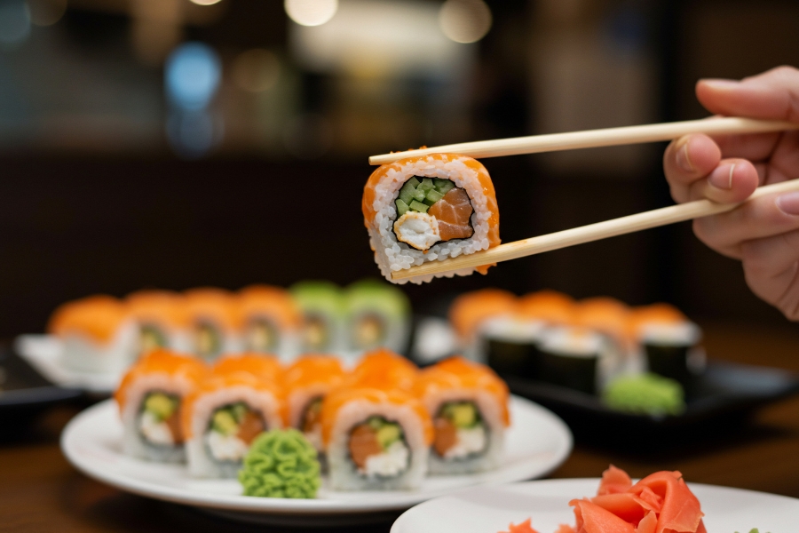 Jedzenie sushi na wynos w Krakowie